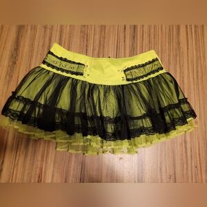 Vintage *RARE* Tripp NYC Neon Green And Black Miniskirt
